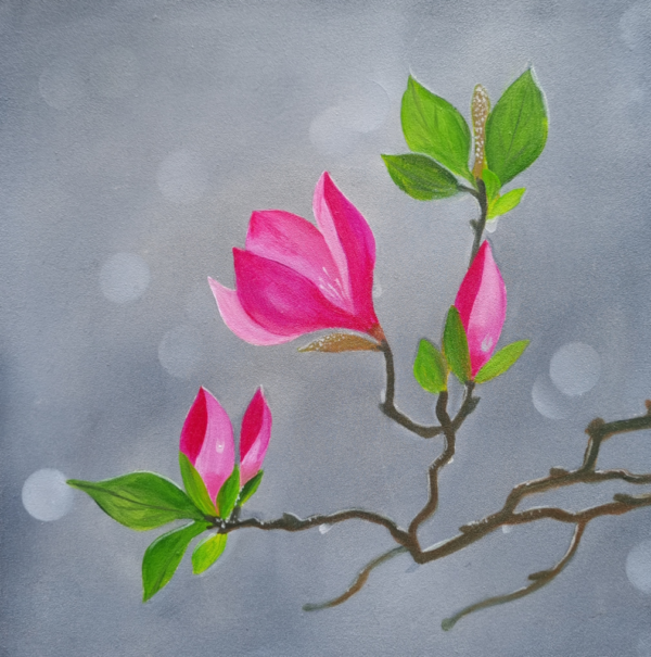 Stunning 8x8 Inches Floral Original Oil Painting - Image 2